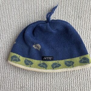 VTG Jytte 100% Wool Beanie Hat Cap Colorful Leaves Tassel Lined